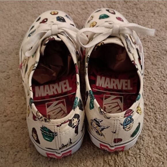 Vans Marvel x Authentic Marvel Heads White Shoes Women's Size 8 PRE-OWNED - Picture 4 of 6